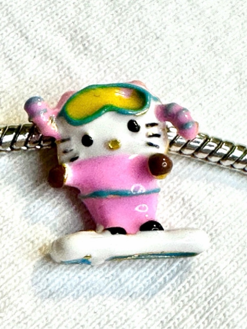 Sanrio Skiing hello kitty hand-painted Pandora style charm